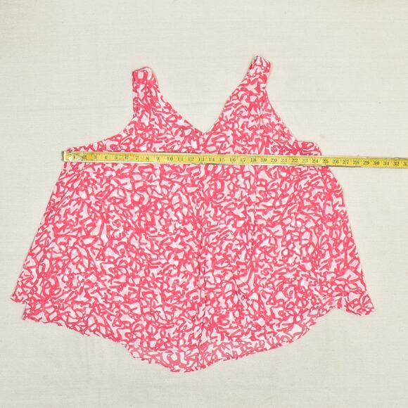 Lane Bryant Women Blouse Top V Neck Geometric Pink Plus Size 22 Polyester - Picture 4 of 8